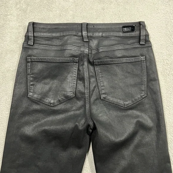 Paige Jeans Womens 28 Black Luxe Coating Genevieve Flare Pants Stretch - Picture 14 of 16